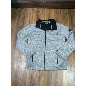 Ascend Mens M Gray Sherpa Lined Sweater Fleece Full Zip Gorpcore Jacket